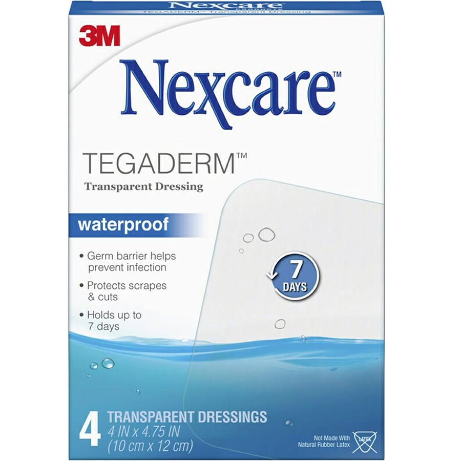 Nexcare Tegaderm Waterproof Transparent Dressing, 4 Ct, 4 In x 4 3/4" H1626