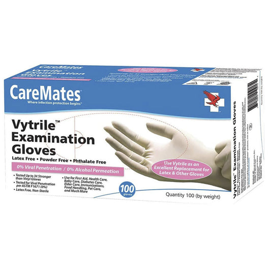 Caremates Vytrile Exam Gloves Latex Free Powder Free, Phthalate Free Medium, 100 Ea