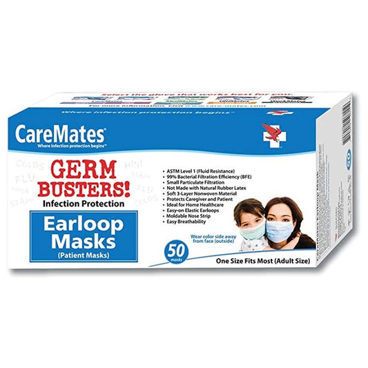 CareMates Soft Disposable 3-Ply Elastic Earloop Patient Mask - 50 ct