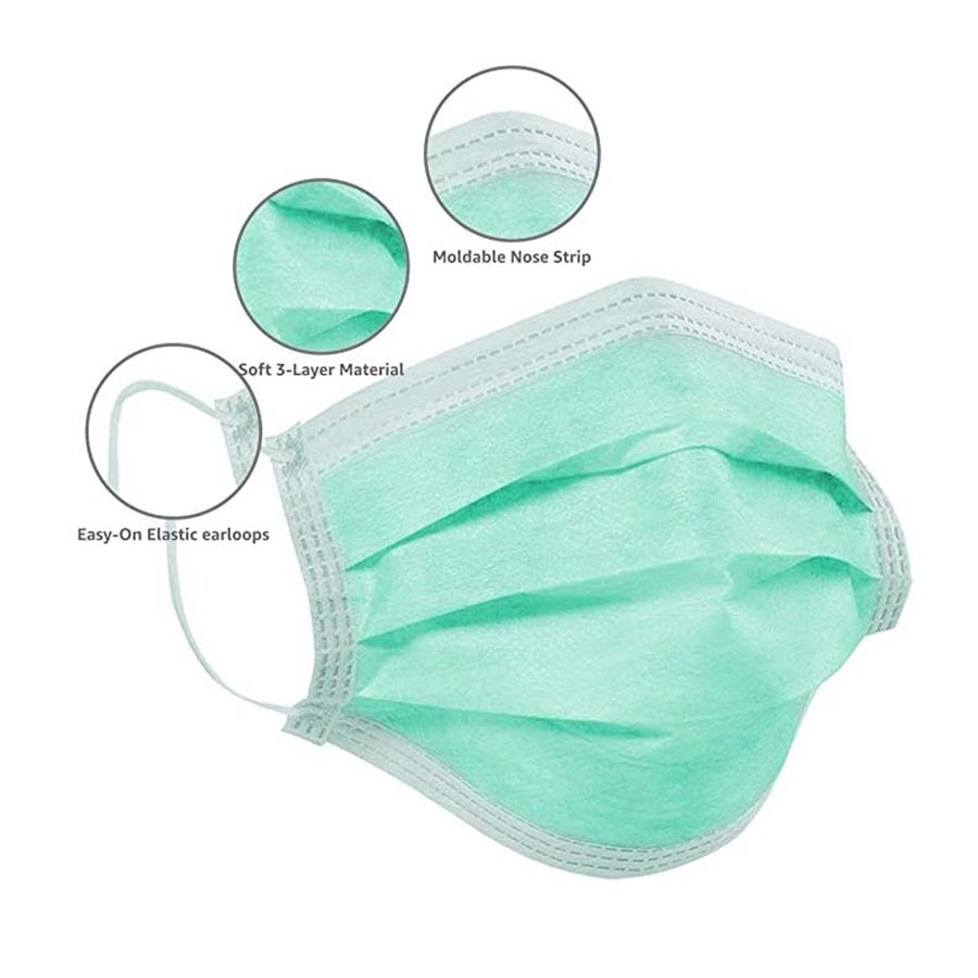 CareMates Soft Disposable 3-Ply Elastic Earloop Patient Mask - 50 ct