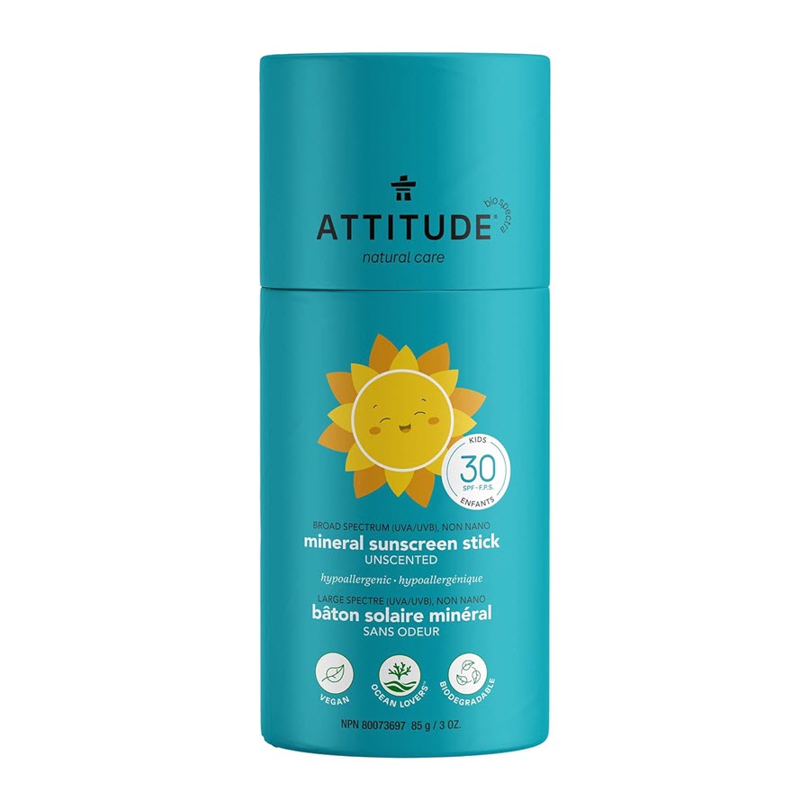 Attitude Kids Mineral Sunscreen Stick Unscented - SPF 30 - 3 oz