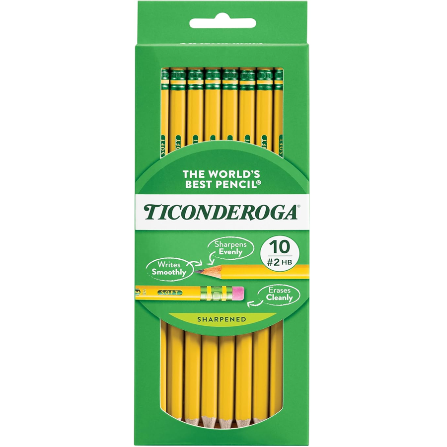 Ticonderoga Woodcase Pencil - Yellow #2 BP Pre-Sharpened, 10pk