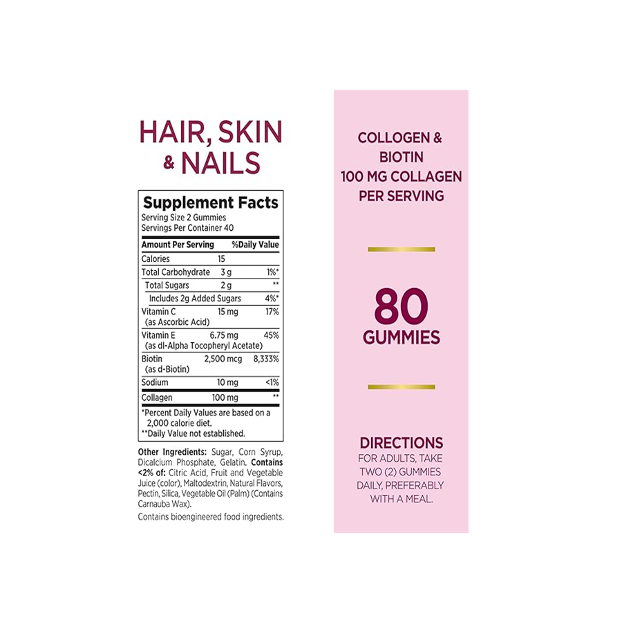 Nature's Bounty Optimal Solutions Hair, Skin & Nail Gummies with Biotin & Collagen - Orange - 80ct