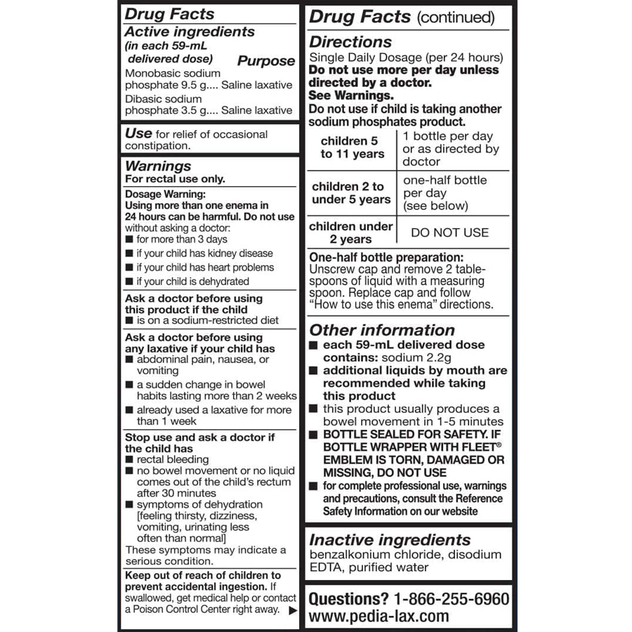 Pedia-Lax Enema Saline Laxative - 2.25oz