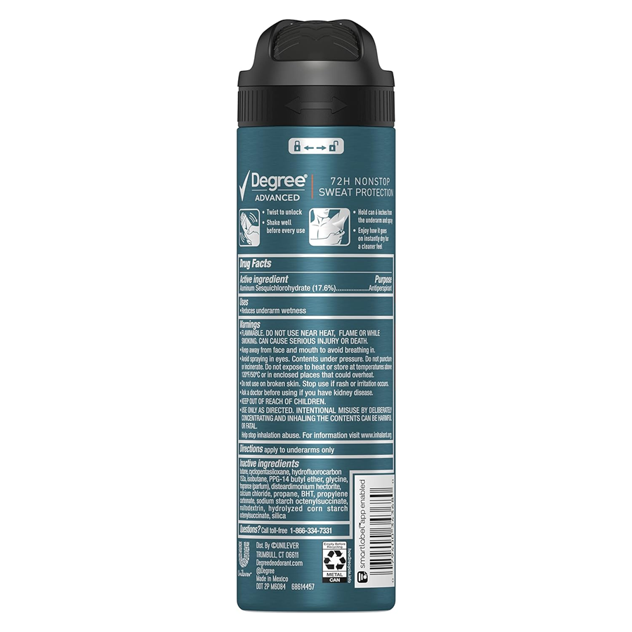 Degree Men Advanced Antiperspirant Deodorant Dry Spray, 3.8oz