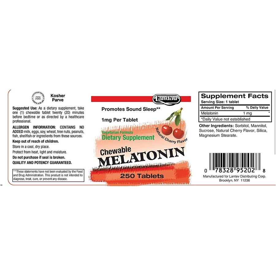 Landau Melatonin 1 Mg Chewable Cherry Flavor, 250 Tablets