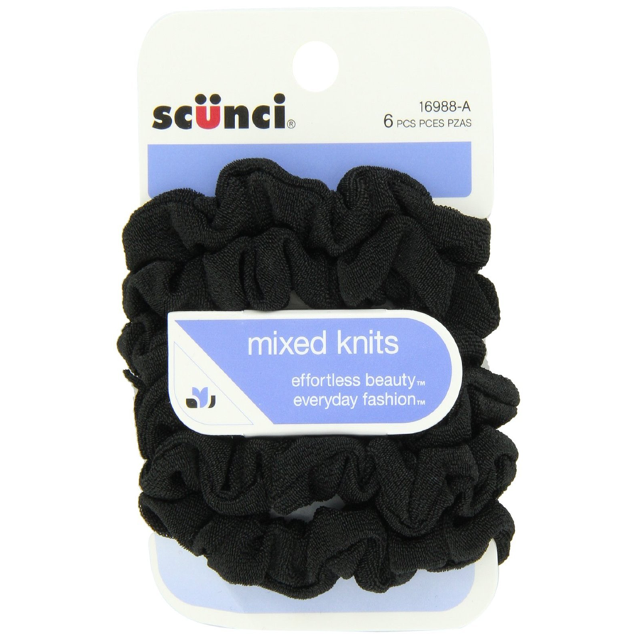 Scunci Effortless Beauty Mini Slinky Black Twisters, 6ct