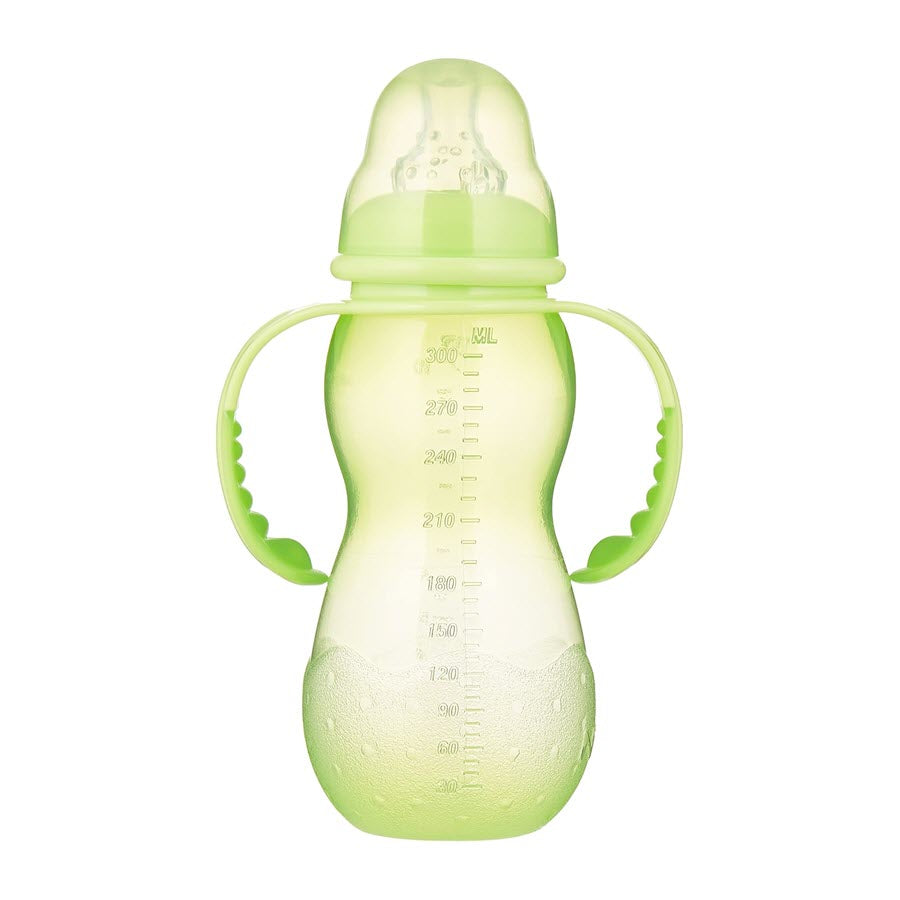 Nuby Standard Neck Baby Bottle With Handles, Non Drip, 11oz