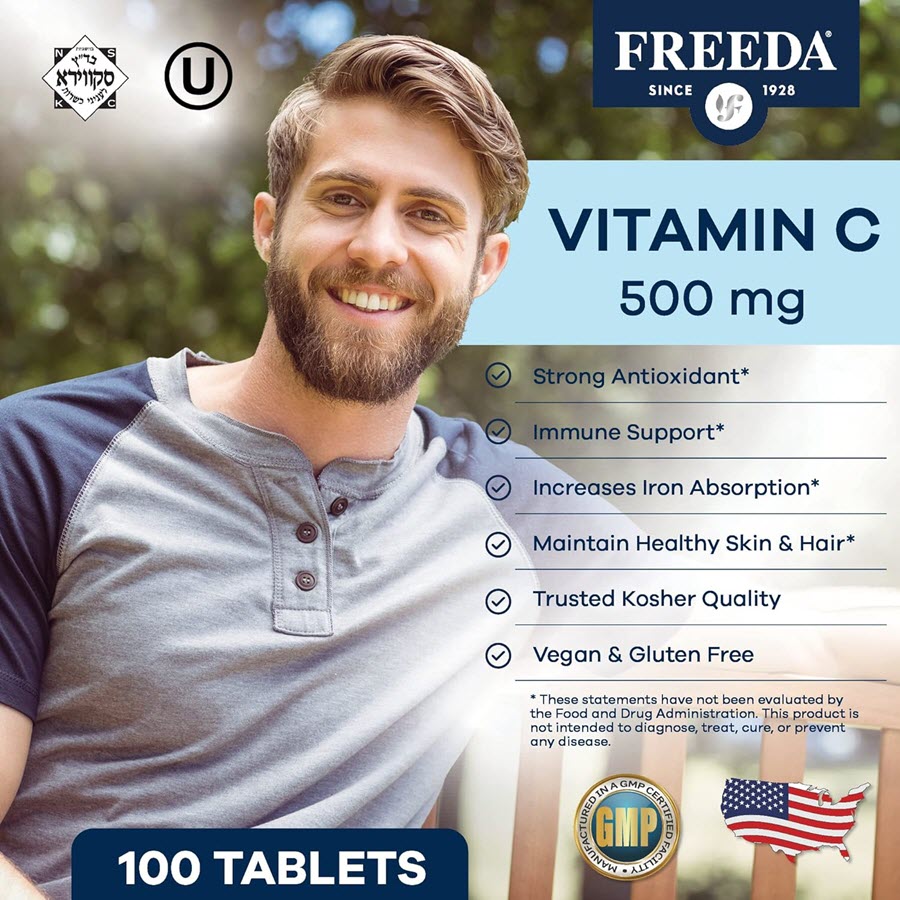 Freeda Pure Vitamin C 500 mg, 100 Tablets