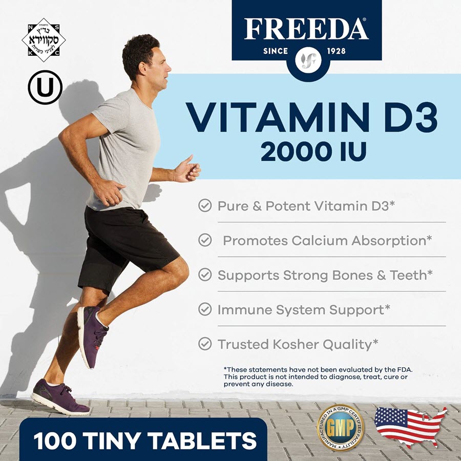 Freeda Vitamin D3 2000 IU (50 mcg), 100 Tablets