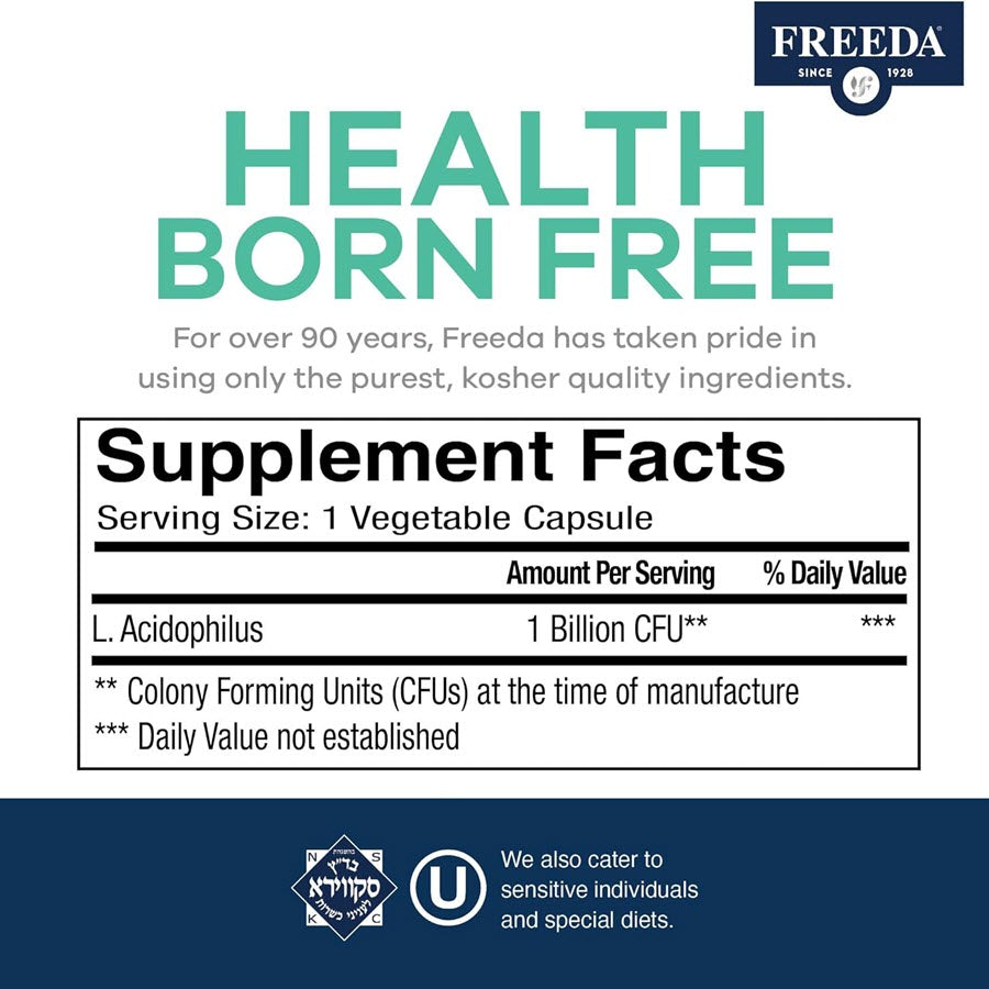 Freeda Probiotics Acidophilus 1 Billion, 100 Capsules