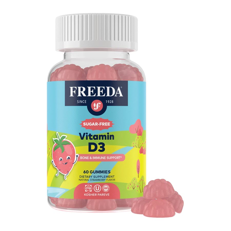 Freeda Vitamin D3 1000 IU (25 mcg) Sugar-Free - Strawberry Flavor, 60 Gummies