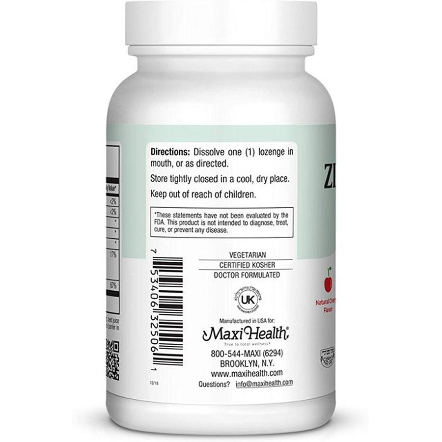 Maxi Health Zinc Lozenges 10 Mg Berry Flavor, 60 Lozenges