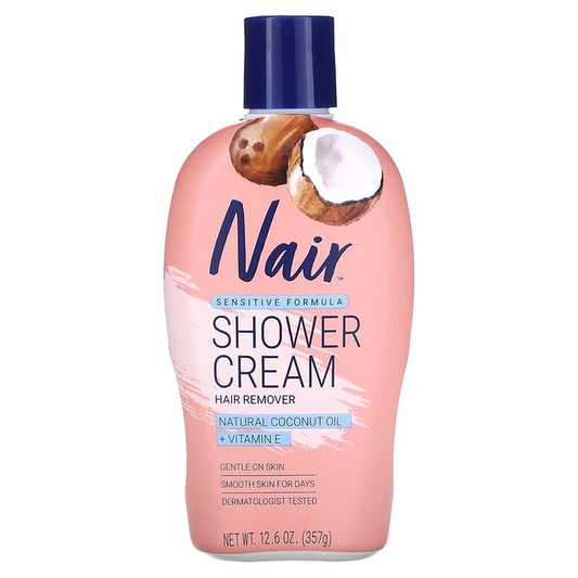 Nair Sensitive Shower Cream Hair Remover with Coconut Oil and Vitamin E - 12.6oz