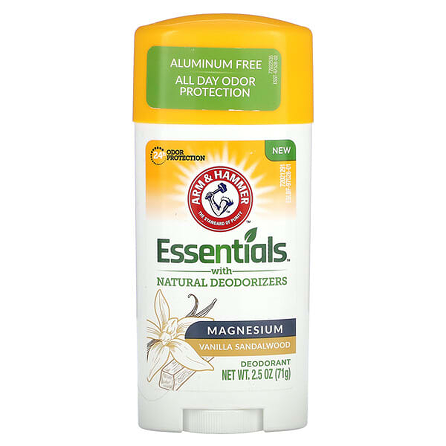 Arm & Hammer Essentials with Natural Deodorizers Deodorant, with Magnesium, Vanilla Sandalwood, 2.5 oz