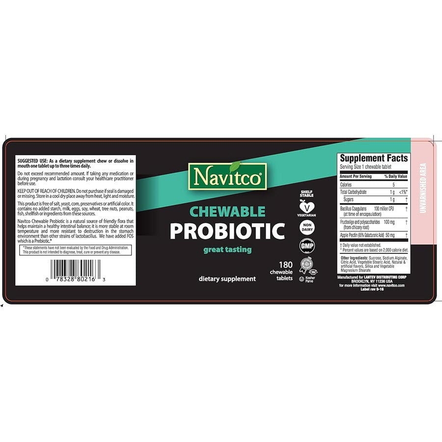 Navitco Probiotic Chewable Berry Flavor, 90 Wafers