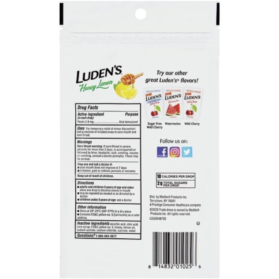 Luden's Throat Drops Honey Lemon - 25ct