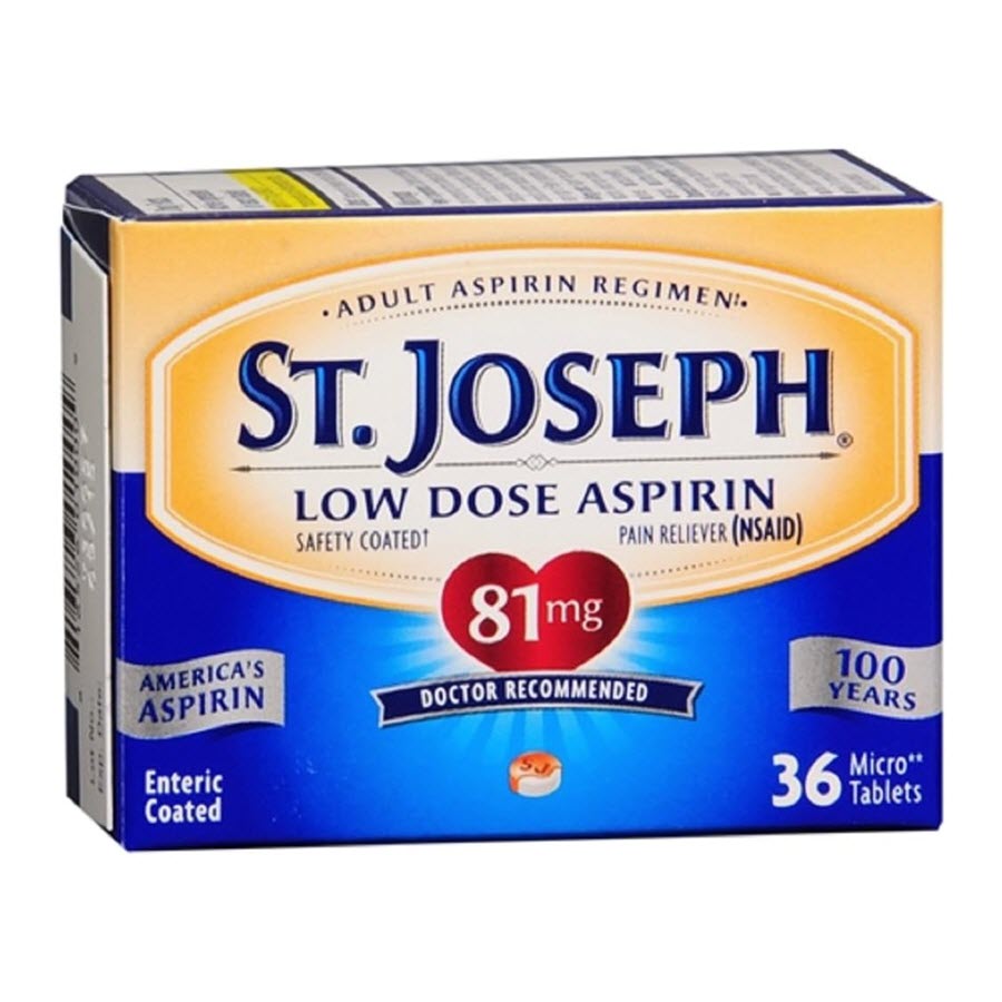 St. Joseph Low Dose Aspirin Enteric Coated, 36 Tablets