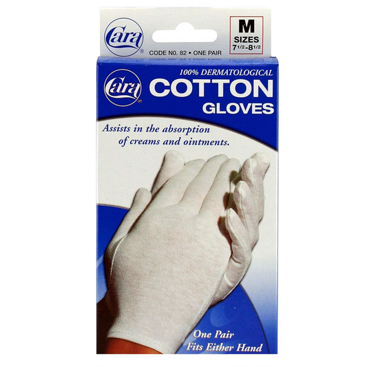 Cara Moisturizing Eczema 100% Premium Cotton Gloves, Medium, White 00082