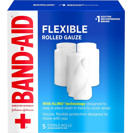 Band Aid Flexible Rolled Medical Gauze, 3" x 2.1 yd - 5ct