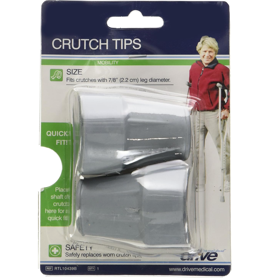 DRIVE Crutch Tips-7/8"-Gray-1 Pair