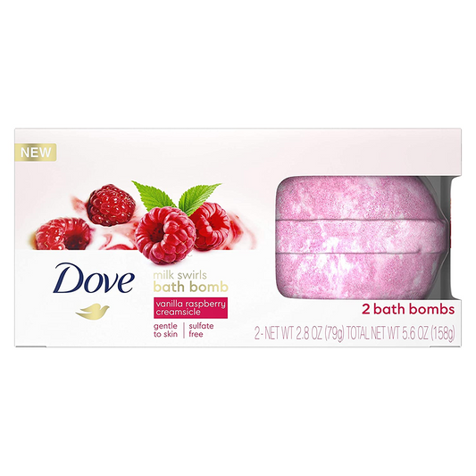 Dove Milk Swirls Bath Bomb Vanilla Raspberry, 5.6 oz, 2ct