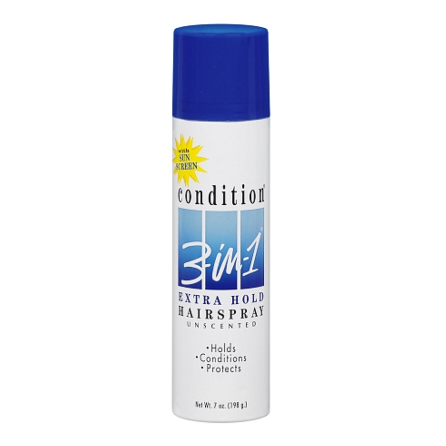 Condition 3 In 1 Extra Hold Aerosol Hair Spray, Unscented, with Sunscreen, 7oz