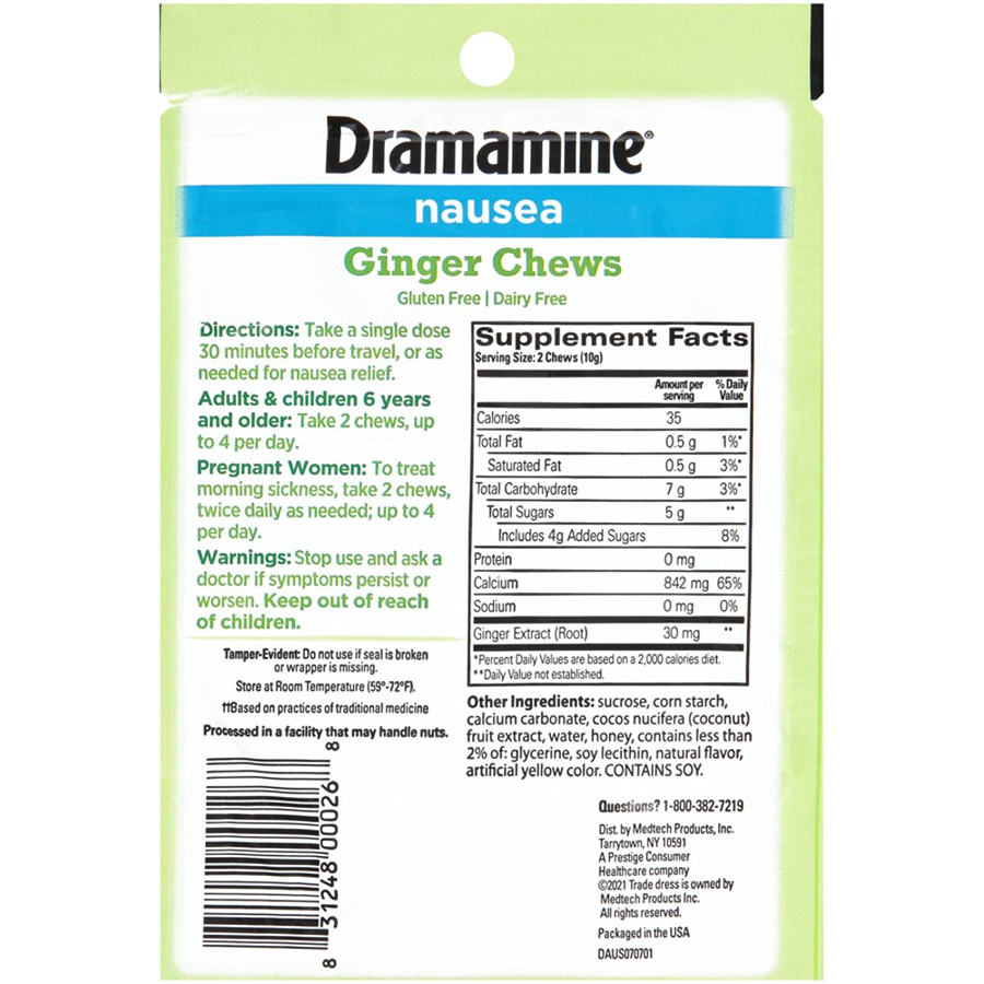 Dramamine Morning Sickness & Motion Sickness Relief Soft Chews - Ginger - 20ct