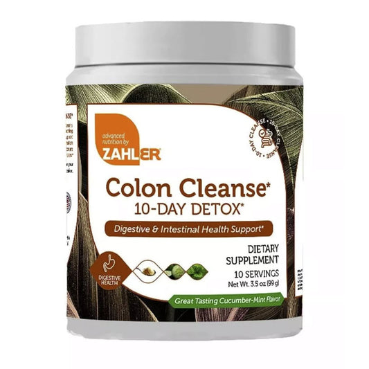 Zahler Colon Cleanse Powder - 10 Day Detox - Digestive & Intestinal Health Support - Cucumber-Mint Flavor, 3.5oz