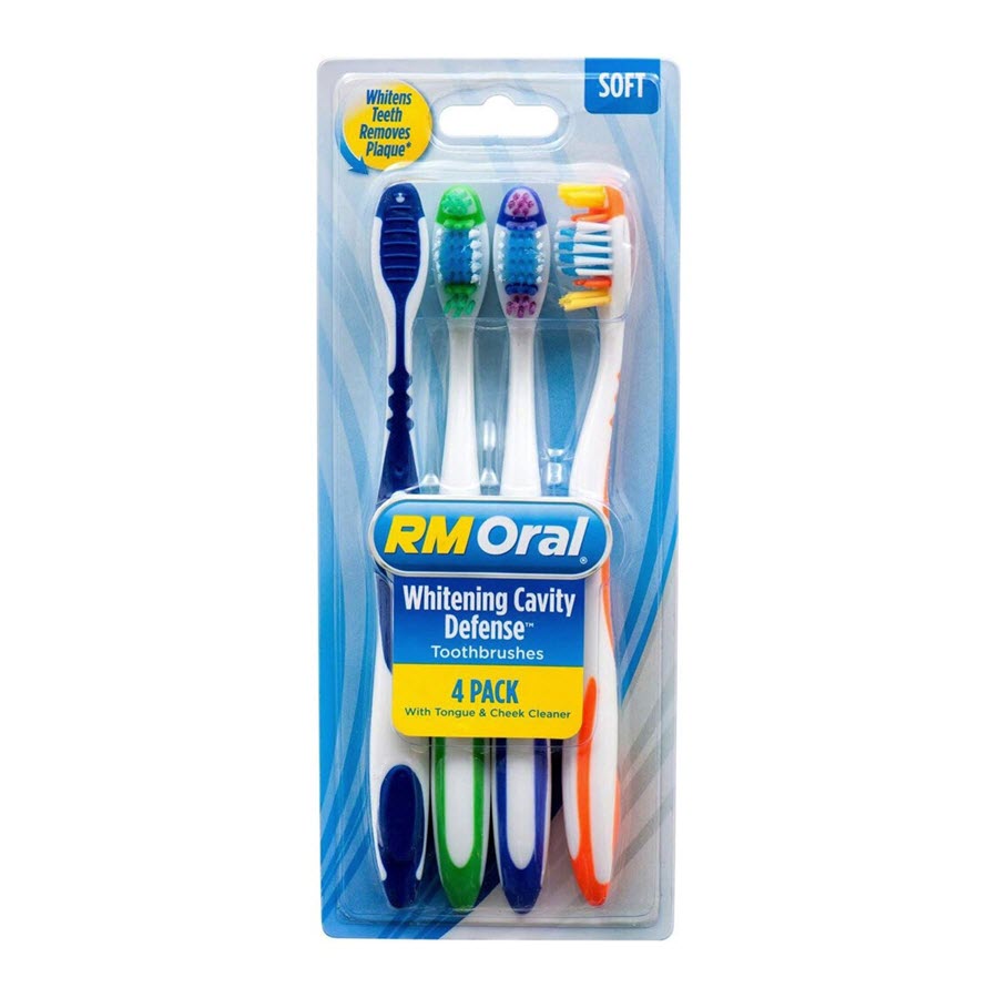 RM Oral Whitening Cavity Defense Soft Toothbrush, 4pk