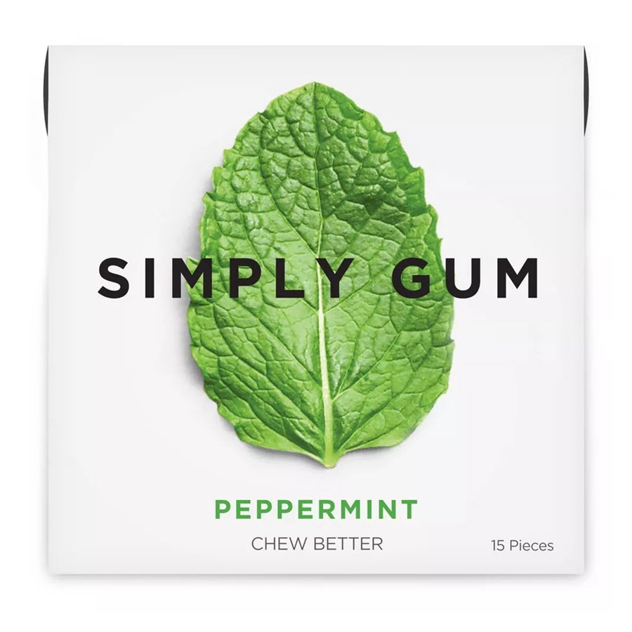 Simply Gum Natural Chewing Gum, Peppermint - 15pcs