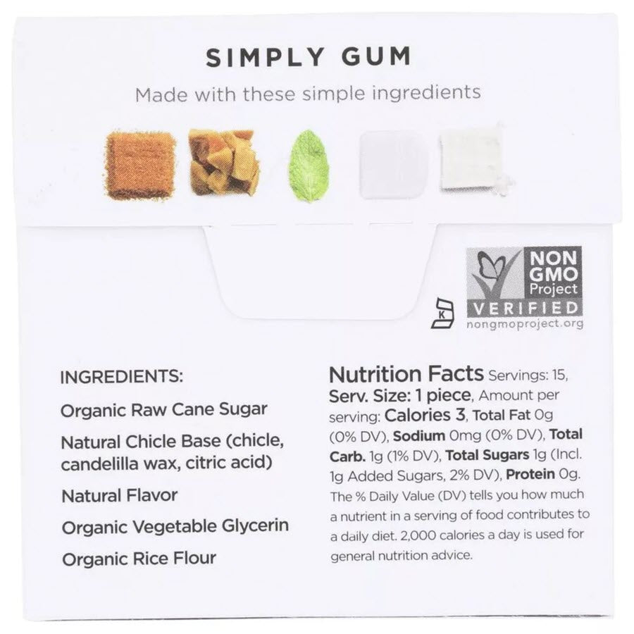 Simply Gum Natural Chewing Gum, Spearmint - 15 Pieces