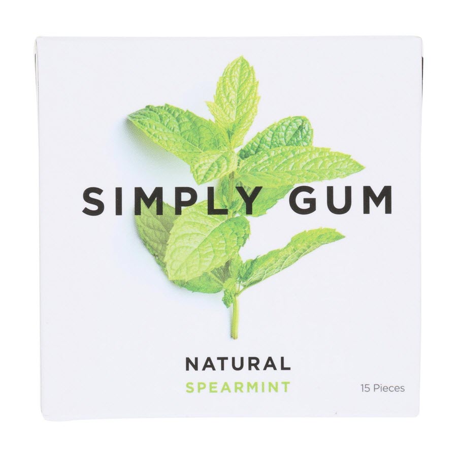 Simply Gum Natural Chewing Gum, Spearmint - 15 Pieces