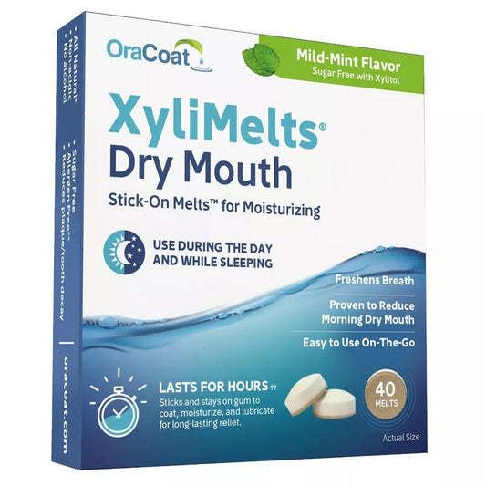 OraCoat XyliMelts for Dry Mouth Relief Mild Mint, 40ct