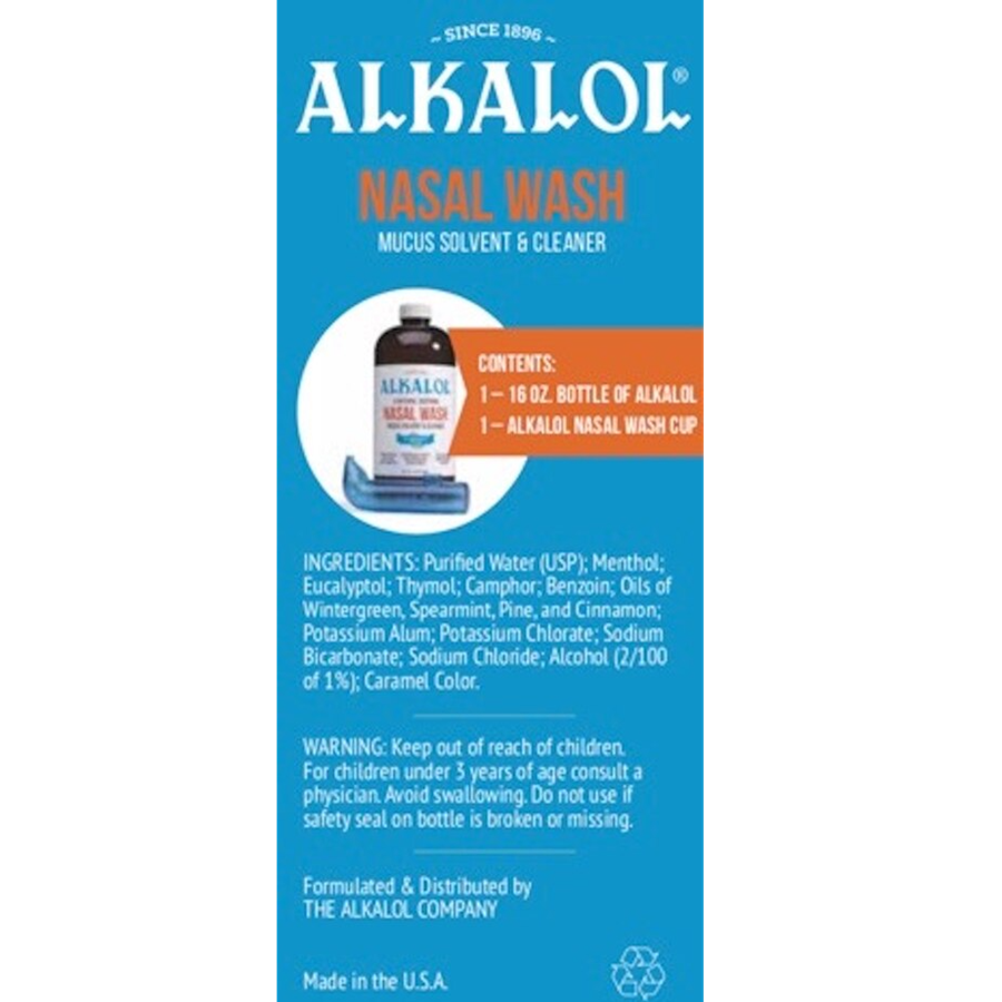 Alkalol Mucus Solvent & Nasal Wash Liquid - 16 fl oz