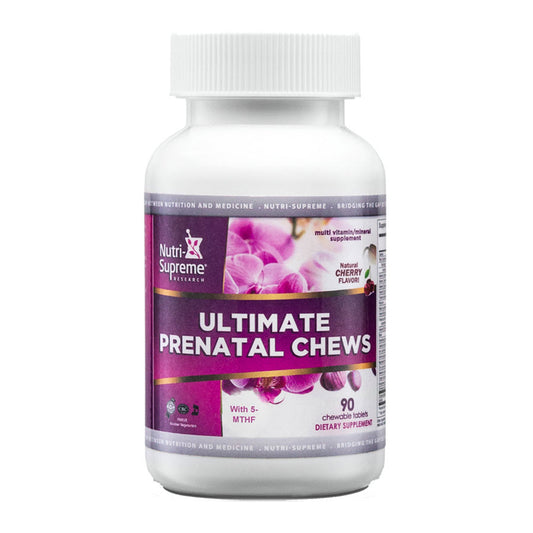 Nutri-Supreme Research Ultimate Prenatal with 5-MTHF Chews Cherry Flavor, 90 Chewable Tablets