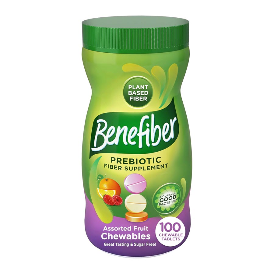 Benefiber Prebiotic Fiber Supplement Assorted Fruit Chewable Tablets, 100 ct