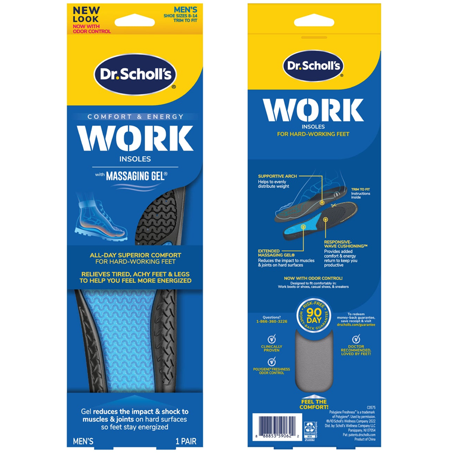 Dr. Scholl's with Massaging Gel Men's Work All-Day Superior Comfort Insoles - Size (8-14)