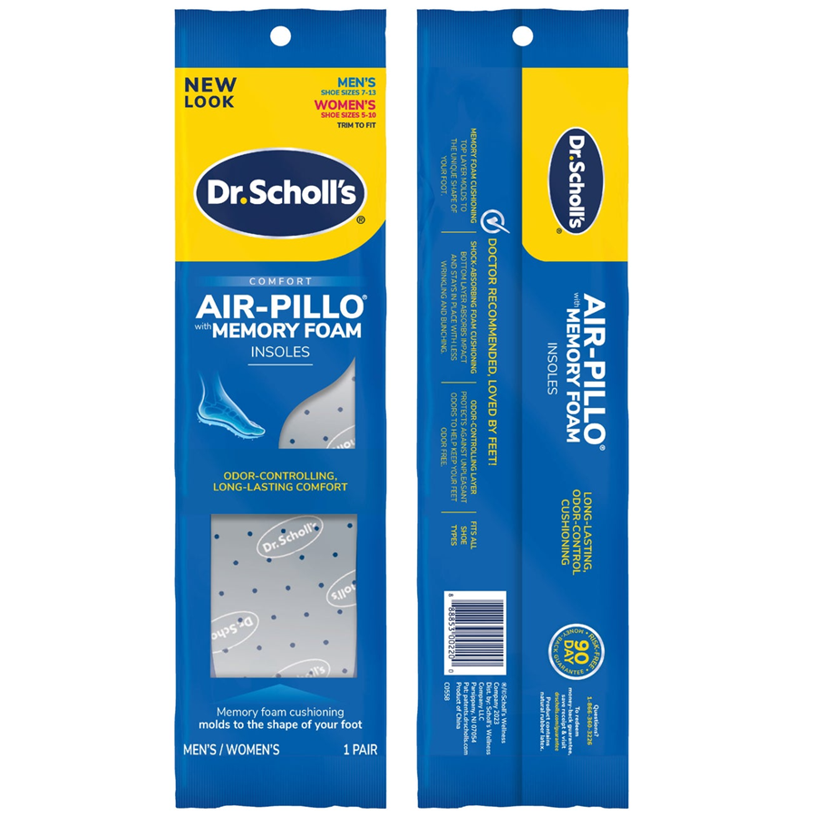 Dr. Scholl's Comfort Double Air-Pillo Insoles, (M 7-13/W 5-10)