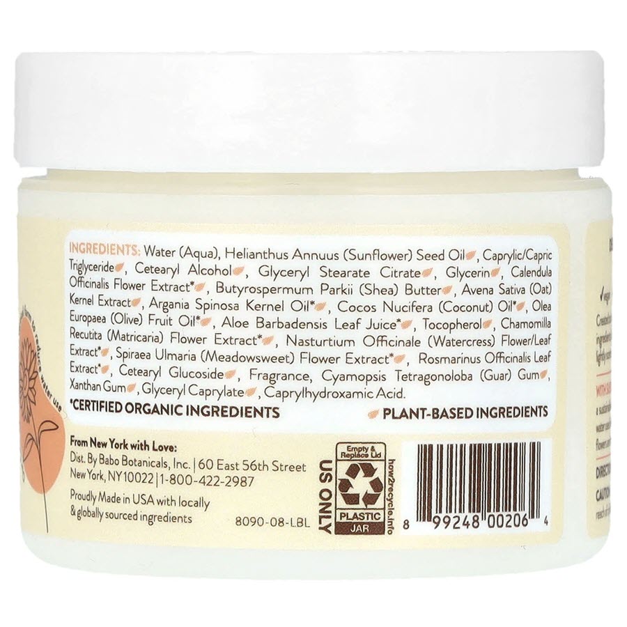 Babo Botanicals Moisturizing Oat & Calendula Miracle Face Cream, 2oz