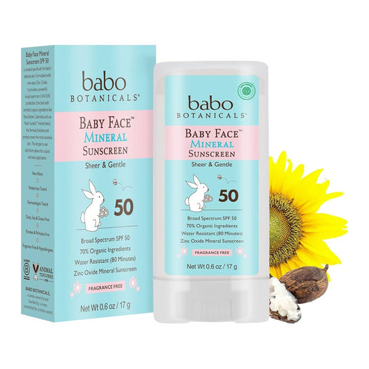 Babo Botanicals Baby Face SPF 50 Mineral Sunscreen Stick