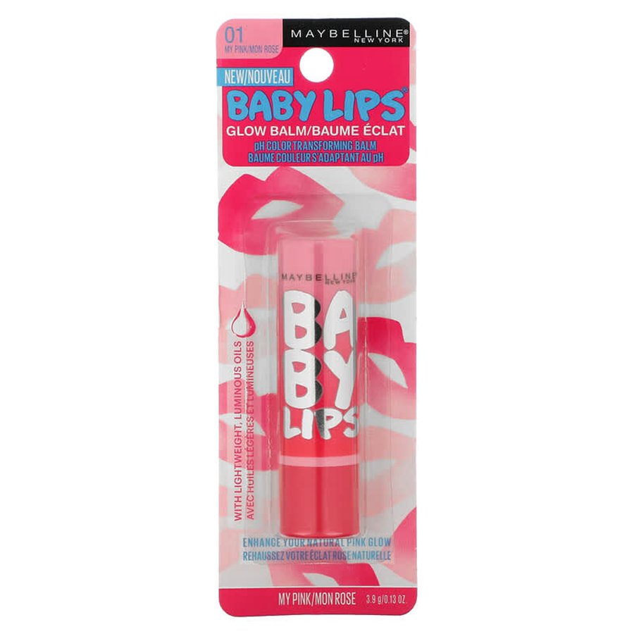 Maybelline New York Baby Lips Glow Lip Balm, My Pink, 0.13 oz