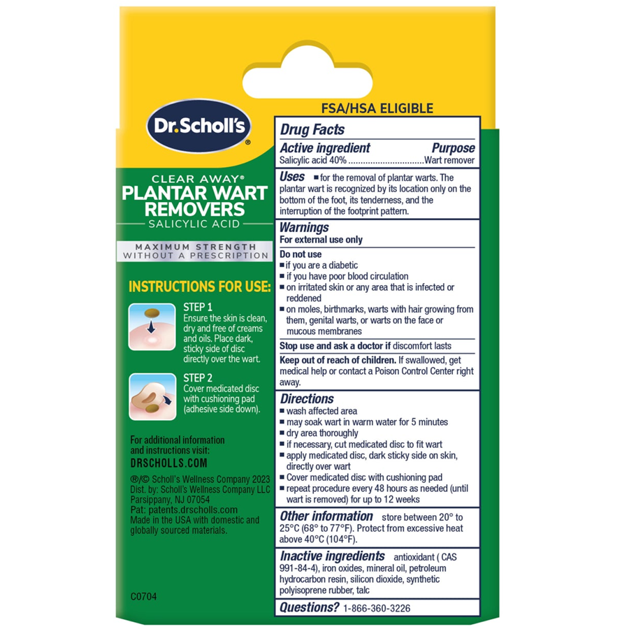 Dr. Scholl's Clear Away Wart Remover Pads Plantar for Feet - 24ct