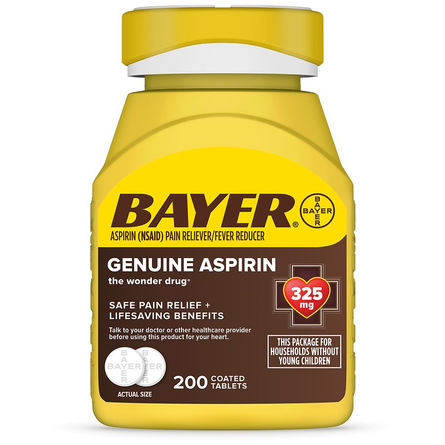 Bayer Pain Relief Aspirin Coated Tablets, 325 mg - 200ct