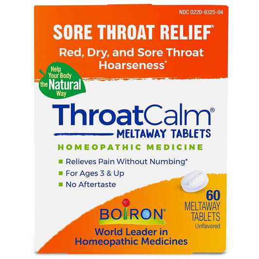 Boiron ThroatCalm Homeopathic Medicine For Sore Throat Relief - 60 Tablet