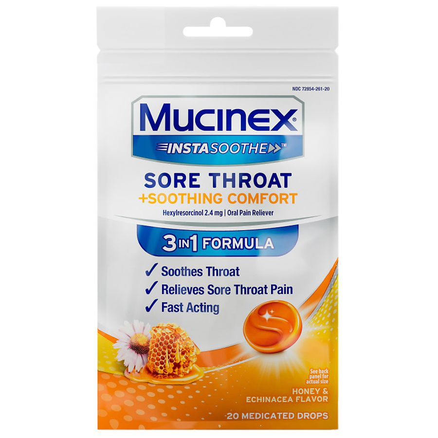 Mucinex Insta Soothe Medicated Drops, Honey And Echinacea, 20 Ea