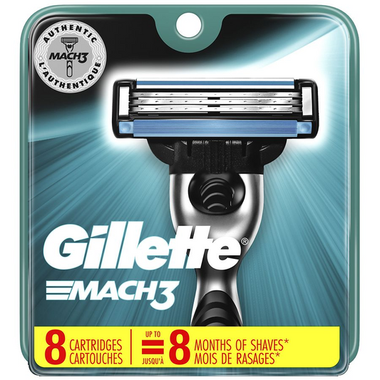 Gillette Mach3 Razor Blade Refill Cartridges For Men - 8 Ea