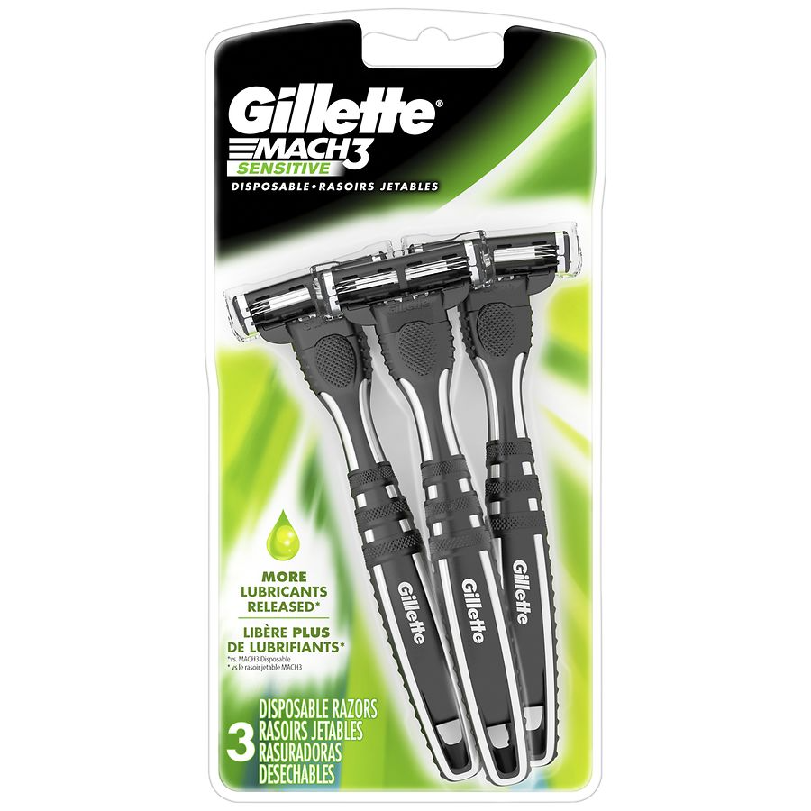 Gillette Mach3 Sensitive Men's Disposable Razor. 3ct