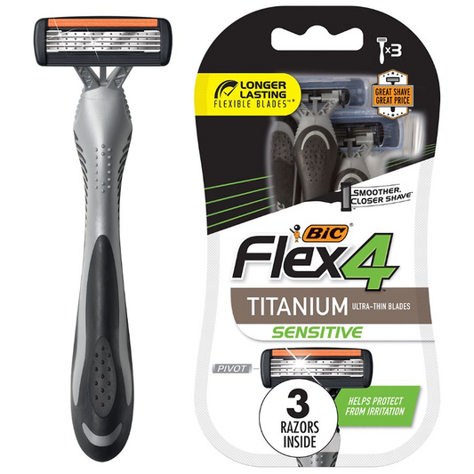 BiC Flex4 Titanium Sensitive Men's Disposable Razors - 3ct