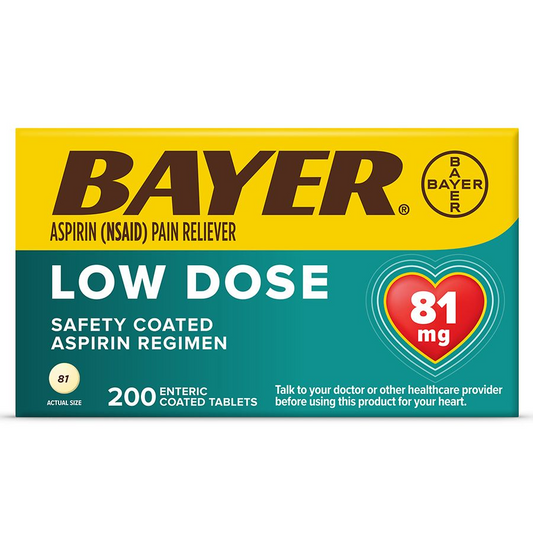 Bayer Aspirin Low Dose Safety Coated, 81 mg Tablets - 200 ct